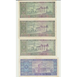 Rumunsko, sada 4 kusov, 50 a 100 lei 1966