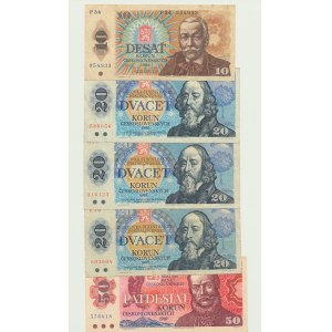 Czechosłowacja, zestaw 4 szt., 10 koron 1986, 20 koron 1988, 50 koron 1987