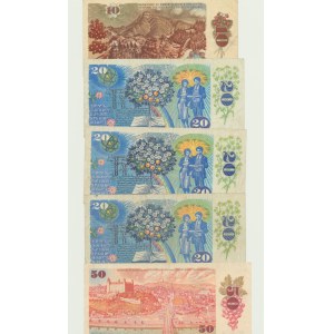 Czechosłowacja, zestaw 4 szt., 10 koron 1986, 20 koron 1988, 50 koron 1987