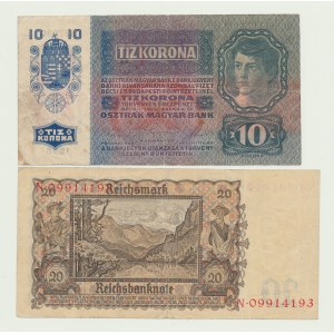 Austria, 10 Kronen 1915 i Niemcy, 20 marek 1939