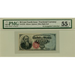 USA, 50 centów 1863 Stenton, czwarta emisja, Fractional Currency, rzadkie