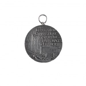 Medal nagrodowy, sportowy, Francja, Federacja Gimnastyki i Sportu FEDERATION GYMASTIQUE ET SPORTIVE DES PATRONAGES DE FRANCE VITRY 1906