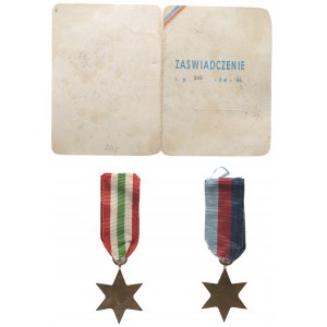 10 Kompania Mostowa 2 Korpusu zaświadczenie uprawniające ppor. Tadeusza Serwatkę do noszenia Gwiazdy za Wojnę oraz Gwiazdy Italii, z 1946