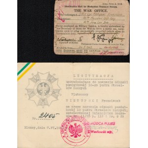 Legitymacja do odznaki 10 Pułku Strzelców Konnych z 1 Dywizji Pancernej