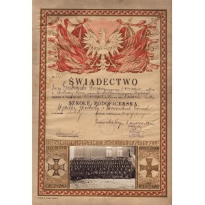Diploma of graduation from the Non-Commissioned Officer School issued to Private Szczepan Grabowski