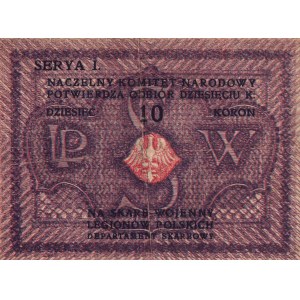 Supreme National Committee, receipt for 10 crowns for the war treasury of the Polish Legions