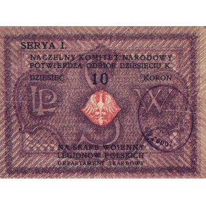 Naczelny Komitet Narodowy, potwierdzenie odbioru 10 koron na skarb wojenny Legionów Polskich
