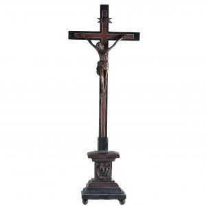 Krucifix se symboly Víra Naděje Láska - Kotva, Srdce a Kříž