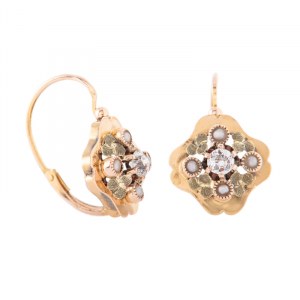 Earrings with floral motif, France, second half of 19th century.