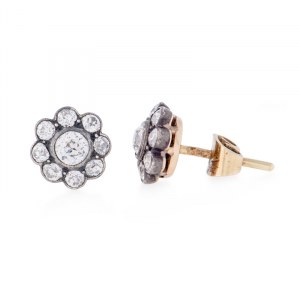 Daisy-shaped earrings, mid-20th century.