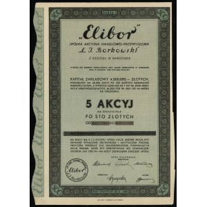 Poľsko, 5 akcií po 100 zlotých = 500 zlotých, 1934, Varšava