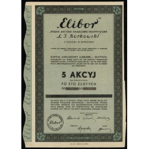 Polska, 5 akcji po 100 złotych = 500 złotych, 1934, Warszawa