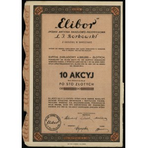 Poland, 10 shares of 100 zlotys each = 1,000 zlotys, 1934, Warsaw