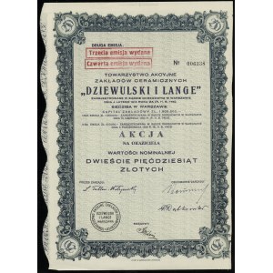 Poland, bearer share of 250 zlotys, 1926, Warsaw
