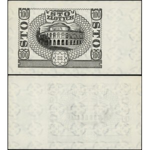 Poland, black print of the reverse side of a 100 zloty banknote, 1.03.1940