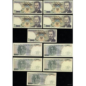 Poland, set: 5 x 200 zloty, 1 x 1.06.1986, 4 x 1.12.1988