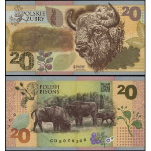 Polen, PWPW Testbanknote - 20 Stück - Polnischer Bison, ohne Datum (2018)