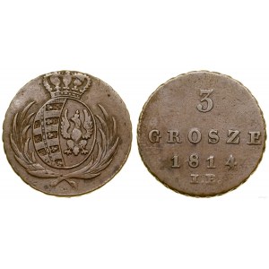 Polska, 3 grosze, 1814 IB, Warszawa