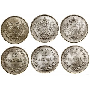 Finland, set of 3 x 25 penniä, Helsinki