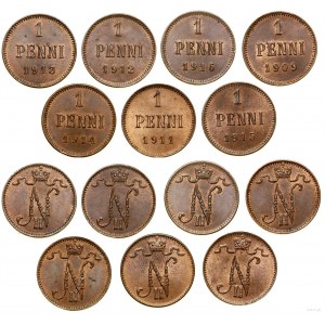 Finland, set of 7 x 1 penni, Helsinki
