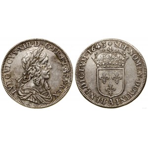 France, 1/2 ecu, 1643 A, Paris