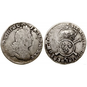 Francúzsko, 1/4 écu aux insignes, 1702 P, Dijon