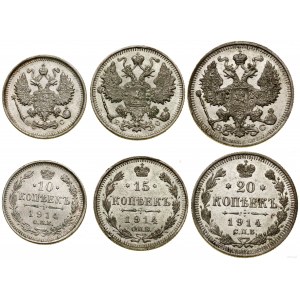 Rusko, sada: 10, 15, 20 kopějek, 1914 př. n. l., Petrohrad
