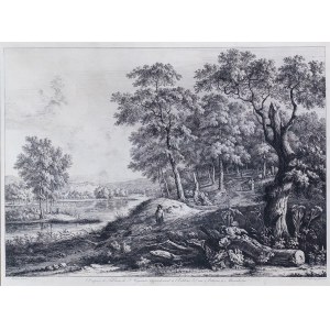 Jean Jacques De Boissieu (1736-1810) Według Obrazu Jana Jansza Wynantsa /Wijnantsa/ (1632-1684), PEJZAŻ Z MYŚLIWYM, 1806