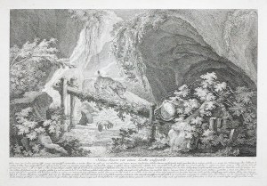 Johann Elias Ridinger (1698 - 1767), SCHLAGBAUM VOR EINEN LUCHS AUFGESTELT /PUŁAPKA NA RYSIA/, 1750