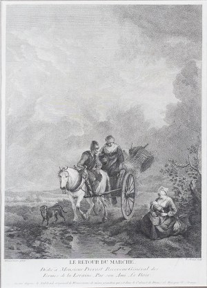 Robert Strange (1721-1792) Według Obrazu Philipsa Wouwermansa (1619-1668), LE RETOUR DU MARCHÉ /POWRÓT Z TARGU/, ok. 1750