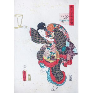 Utagawa Kunisada (1786-1864), FRAU MIT LAMPE, 1858