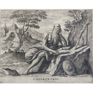 Adriaen Collaert (ca. 1560-1618) Nach Dirck Barendsz /Theodor Bernard/ (1534-1592), HEILIGE HIERONIM