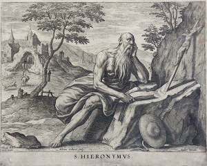 Adriaen Collaert (Ok. 1560-1618) Według Dircka Barendsza /Theodora Bernarda/ (1534-1592), ŚWIĘTY HIERONIM