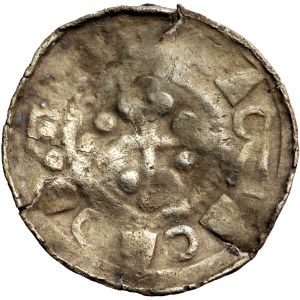 Nemecko, Sasko, Konrád II. alebo Henrich III., krížový denár typu Perlový kríž starší, asi 1030-1050