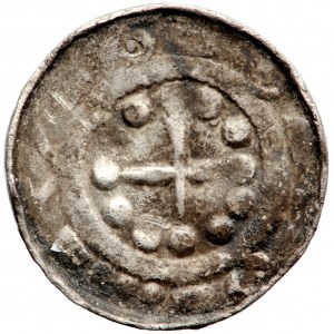 Niemcy, Saksonia, Henryk IV, denar krzyżowy typu Krzyż perełkowy młodszy, ok. 1060-1100.