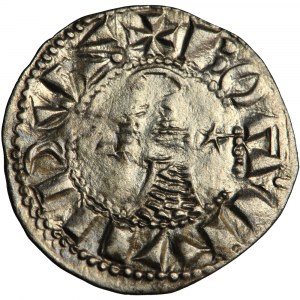 Outremer (Latinský východ, križiaci), Antiochijské kniežatstvo, Bohemund III alebo IV, denár helma, cca 1188- cca 1216, Antiochia