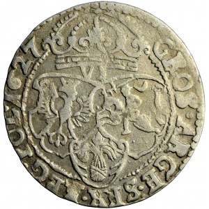 Poľsko, Žigmund III., koruna, šesťpenca 1627, Krakov