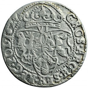 Polen, Sigismund III., Krone, Sixpence 1627, Krakau