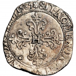Francja, Henryk III (Henryk Walezy), ¼ franka 1587, Nantes