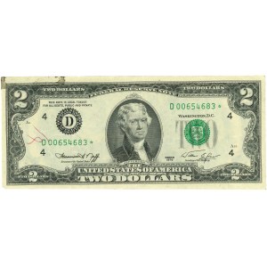 Spojené státy americké (USA), Federální rezervní bankovka, 2 USD 1976, série D00654683