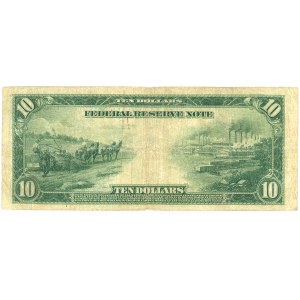 Spojené štáty americké (USA), Federálna rezervná bankovka, 10 USD 1914, séria C32233666A