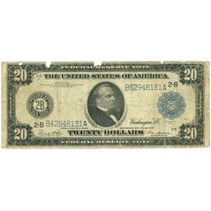 Spojené státy americké (USA), Federální rezervní bankovka, 20 dolarů 1914, série B46363742A