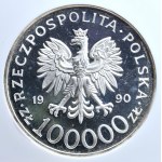 Polsko, III. polská republika, sběratelská mince, 100.000 zlotých, 1990, USA