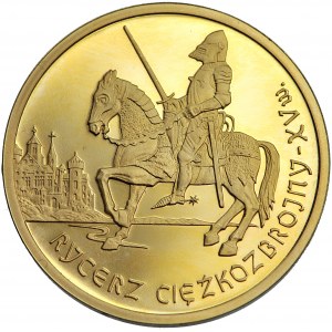 Polsko, III. polská republika, sběratelská mince z cyklu Historie polského jezdectva Těžký rytíř, 200zl 2007