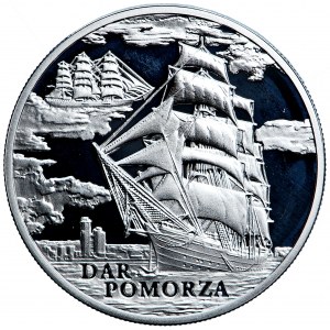 Bielorusko, zberateľská minca s plachetnicou Dar Pomorza, 20 rubľov 2009