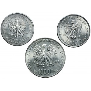 Polská lidová republika a Třetí polská republika, pamětní mince, 3x10000 zlotých