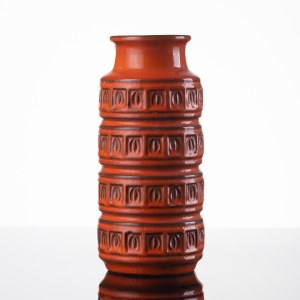 Scheurich, Germany, Red vase with relief decoration, model 268-23, 1970s.