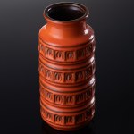 Scheurich, Germany, Red vase with relief decoration, model 268-23, 1970s.