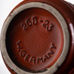 Scheurich, Nemecko, červená váza s reliéfnym dekorom, model 268-23, 70. roky 20. storočia.