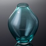 Krosno Glassworks Krosno, Sea green vase, early 21st century.